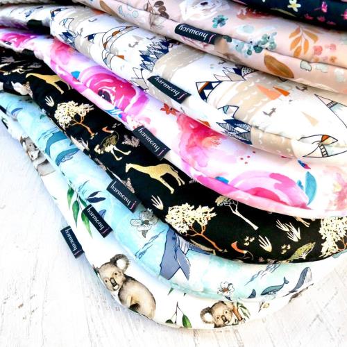 Stacked printed fabric pram liners 